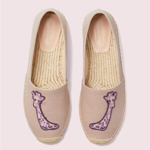 Kate‎ Spade Beige Giraffe Embroidered Espadrilles Sz 9B